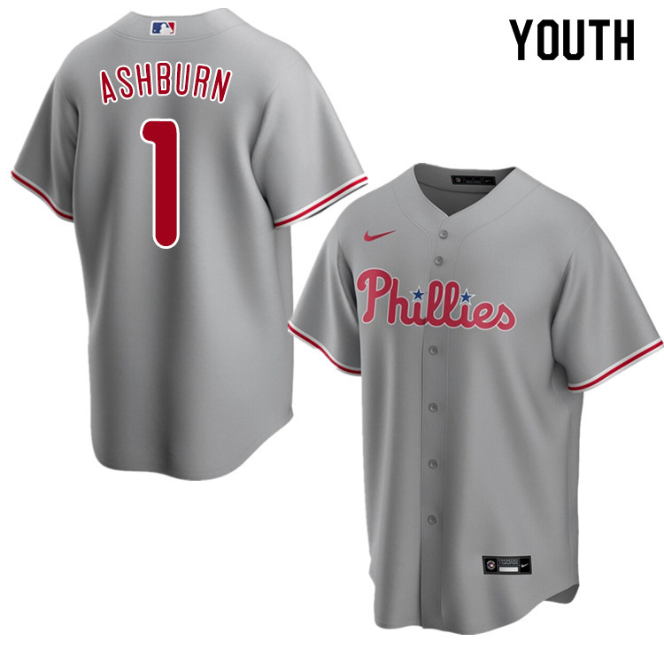 Nike Youth #1 Richie Ashburn Philadelphia Phillies Baseball Jerseys Sale-Gray